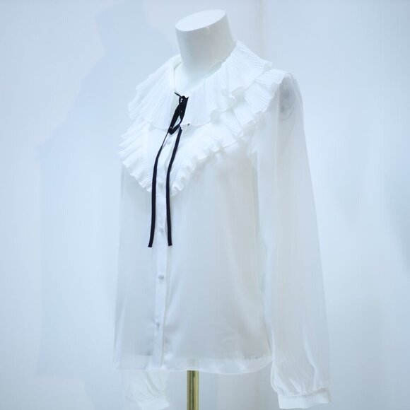 Zara Buttoned Blouse With Bow Size M - Picture 3 of 4